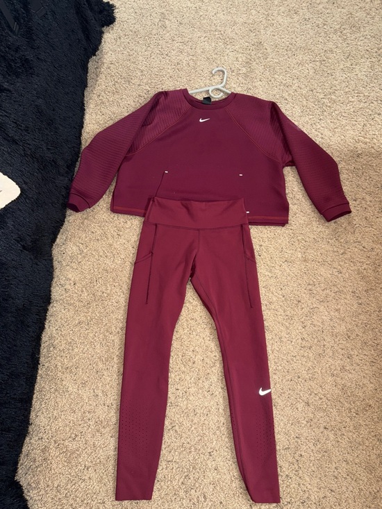 Nike Other - Nike Maroon Performance Sweatshirt & Leggings Set